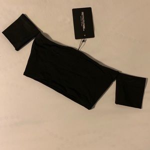 Black off the shoulder swim top